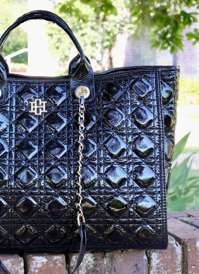 Caroline Hill - Melissa Tote Bag BLACK PATENT LQ