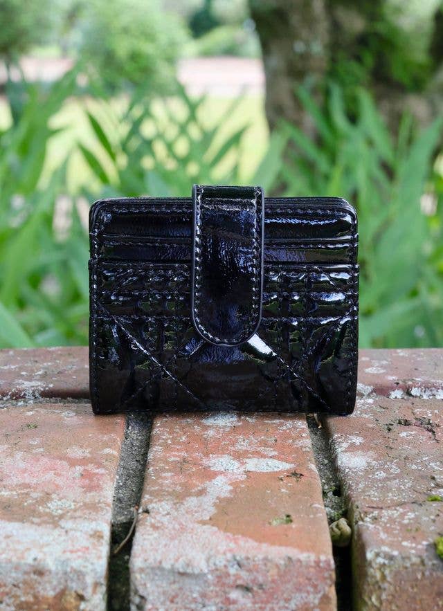 Caroline Hill - Tate Card Holder Wallet BLACK PATENT LQ