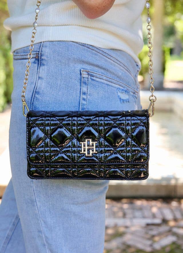 Caroline Hill - Brynleigh Clutch Crossbody BLACK PATENT LQ