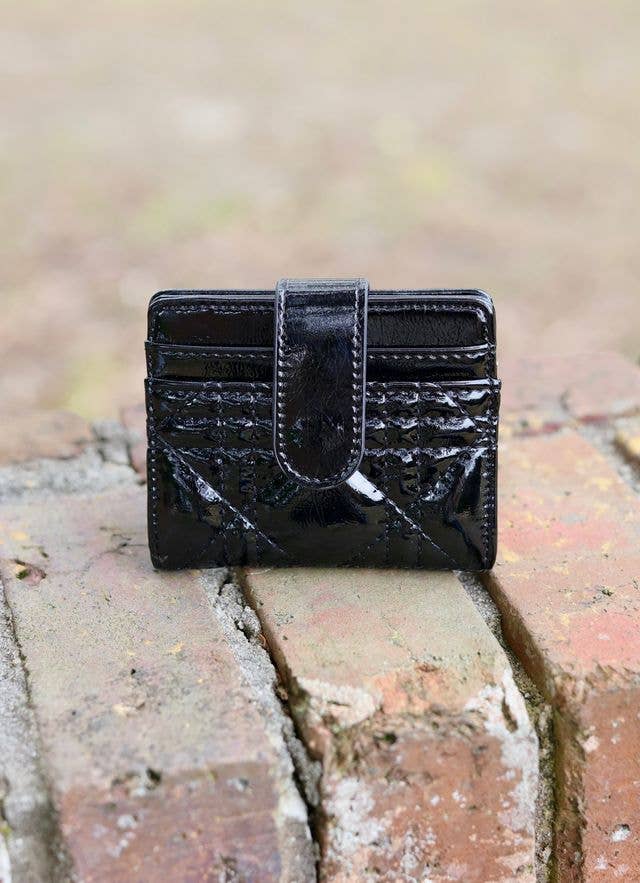 Caroline Hill - Tate Card Holder Wallet BLACK PATENT LQ