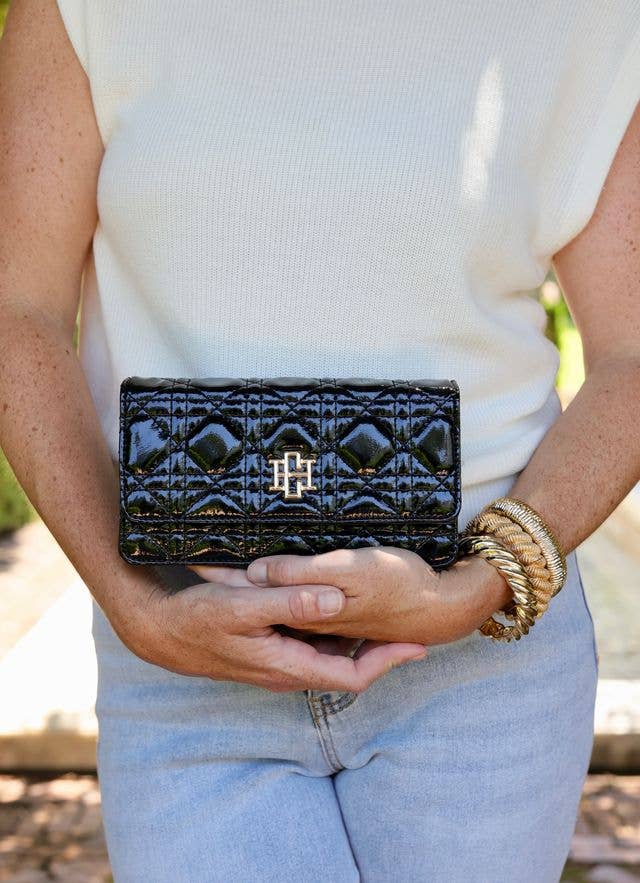 Caroline Hill - Brynleigh Clutch Crossbody BLACK PATENT LQ