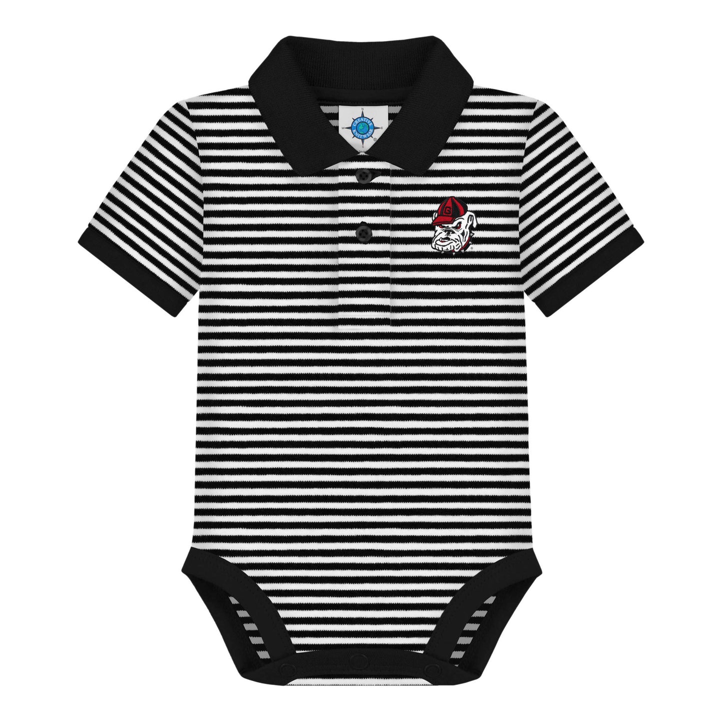 Georgia Bulldogs Striped Infant Polo Bodysuit