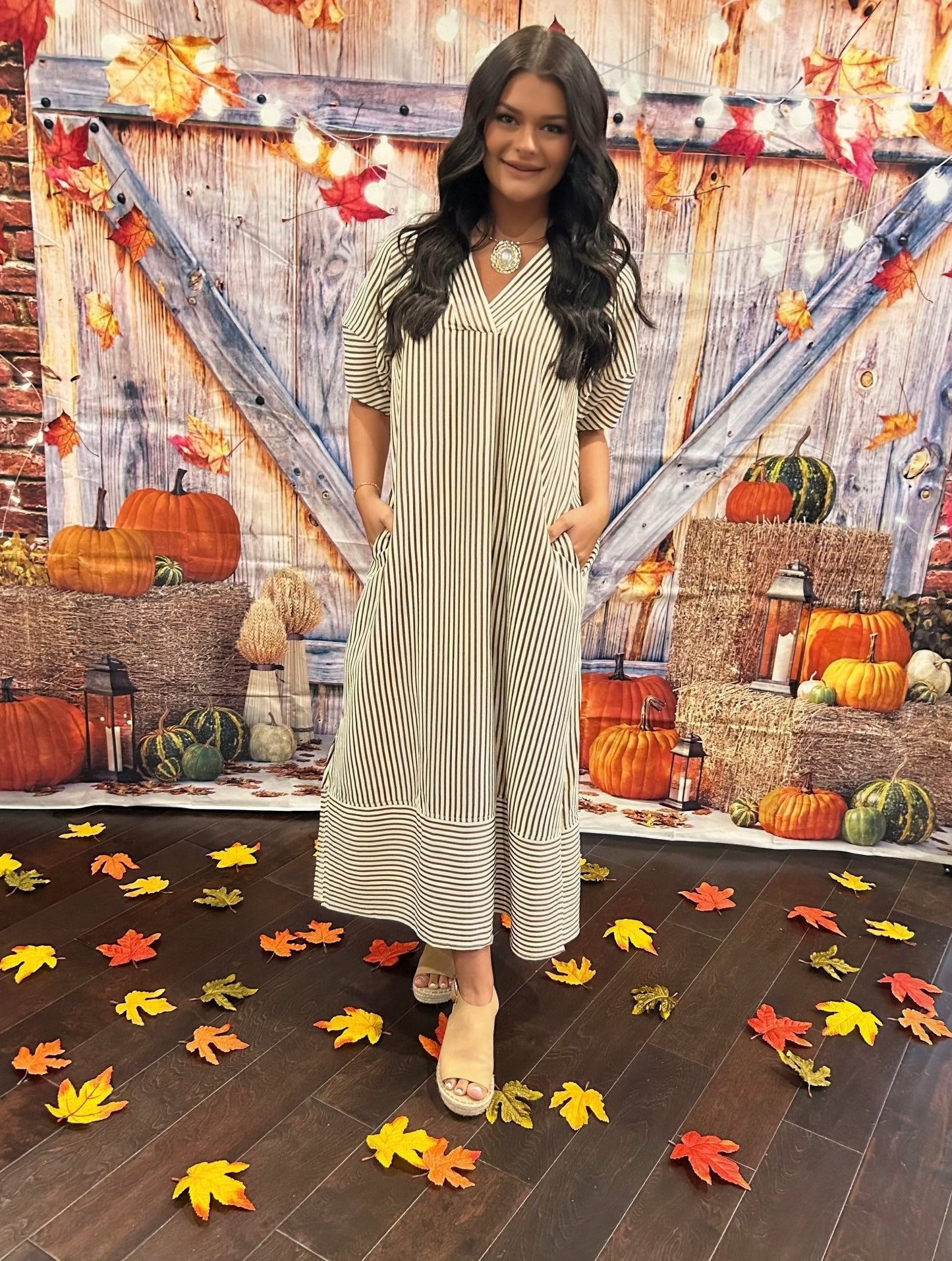Striped midi dress