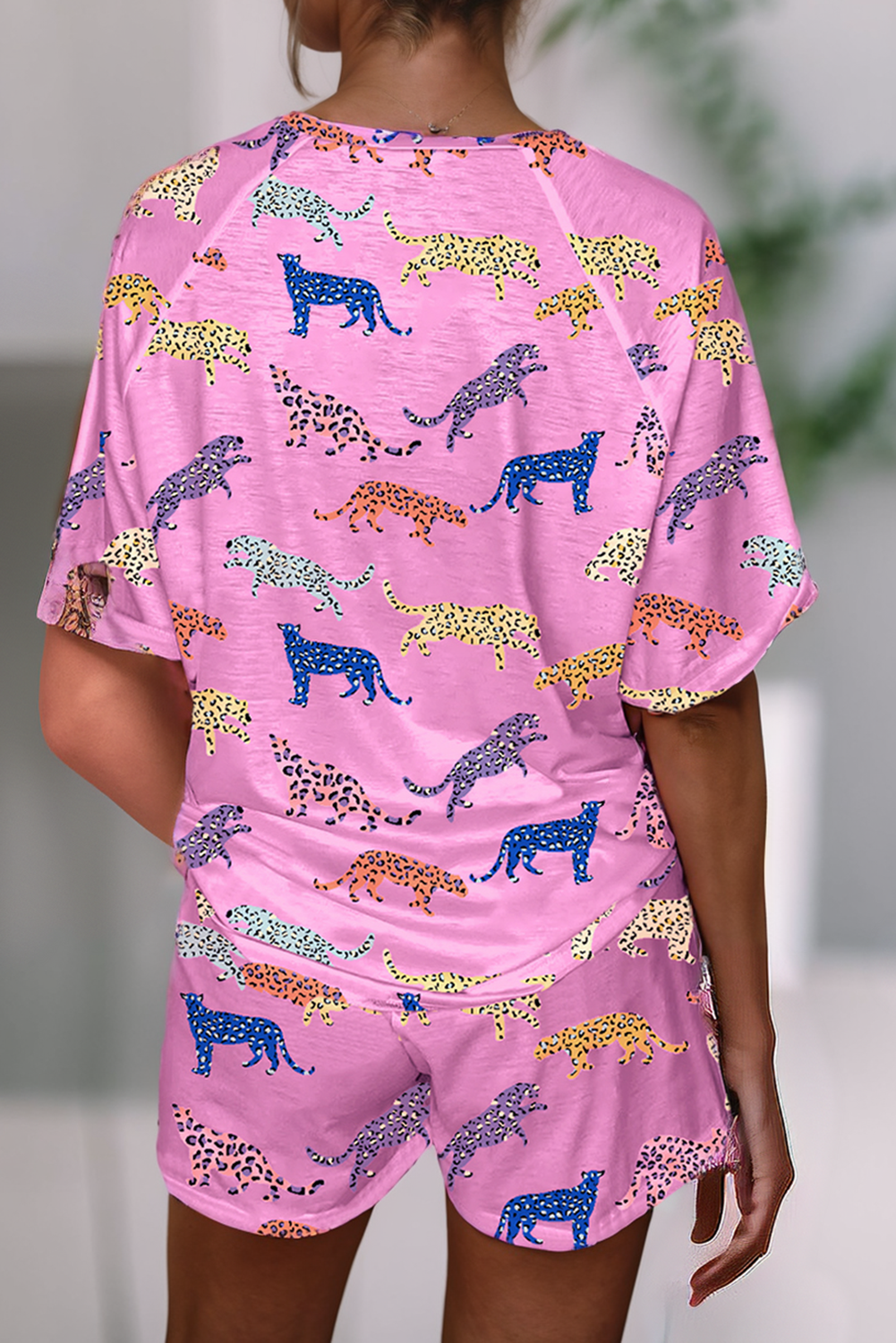 Animal Print Pajamas 2pcs Shirt & Shorts Set | S-XL