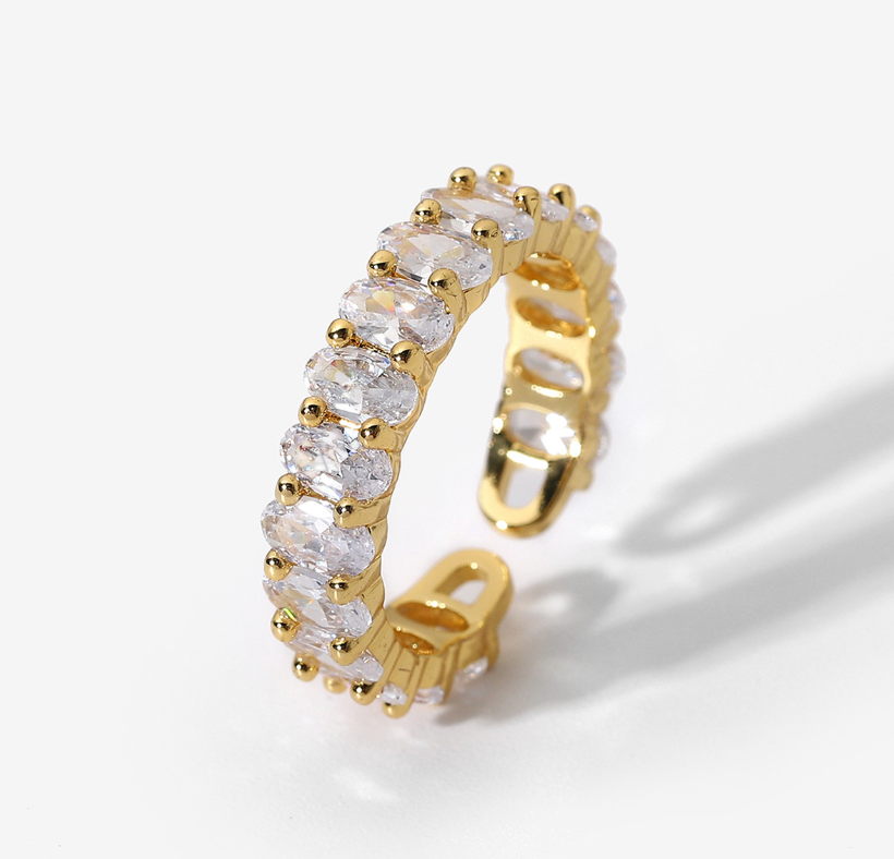 18K Gold Plated Stainless Steel with CZ Adjustable Rings (set of 5)