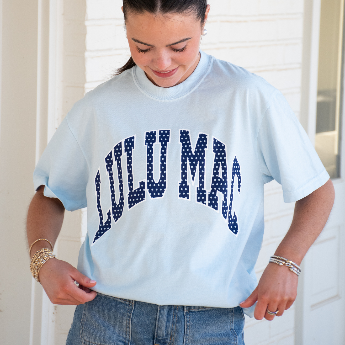 Lulu Mac Polka Dot Adult Chambray Comfort Colors Tee