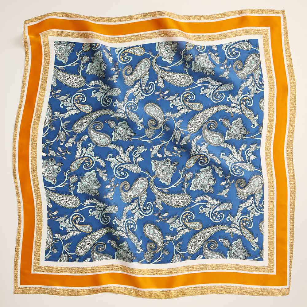 Paisley Floral Printed Square Silky Satin Scarf