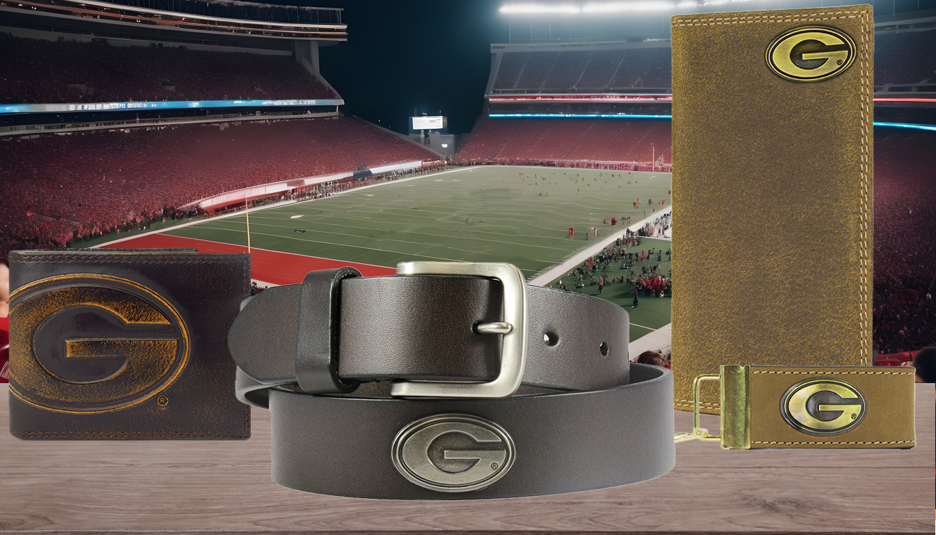 Zep-Pro - Georgia Bulldogs Men's Collegiate Brown Leather Concho Belt.