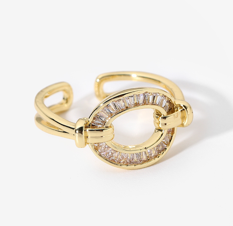 18K Gold Plated Stainless Steel with CZ Adjustable Rings (set of 5)