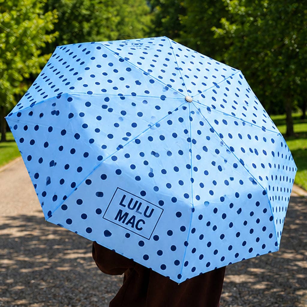 LULU MAC Umbrella Light Blue w/ Navy Dot