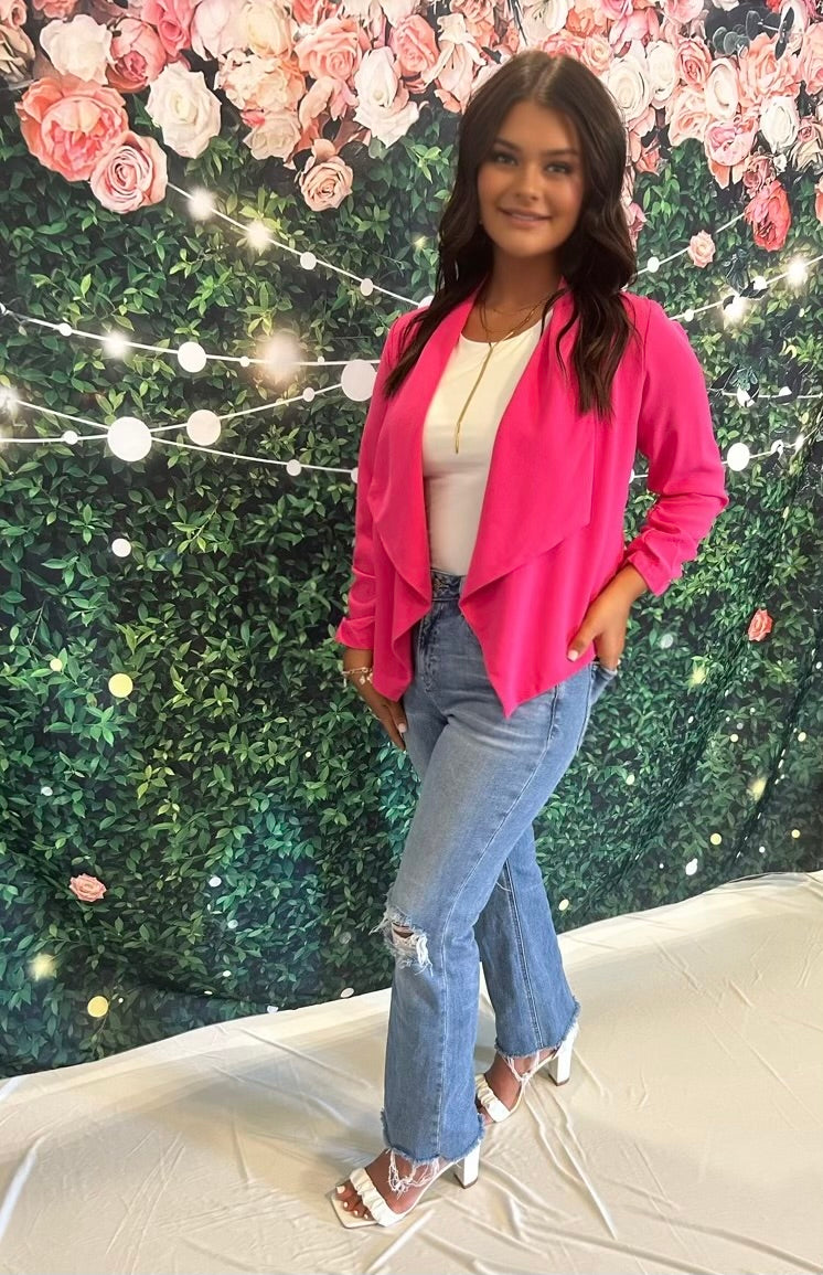 3/4 ROUCHED SLEEVE BLAZER