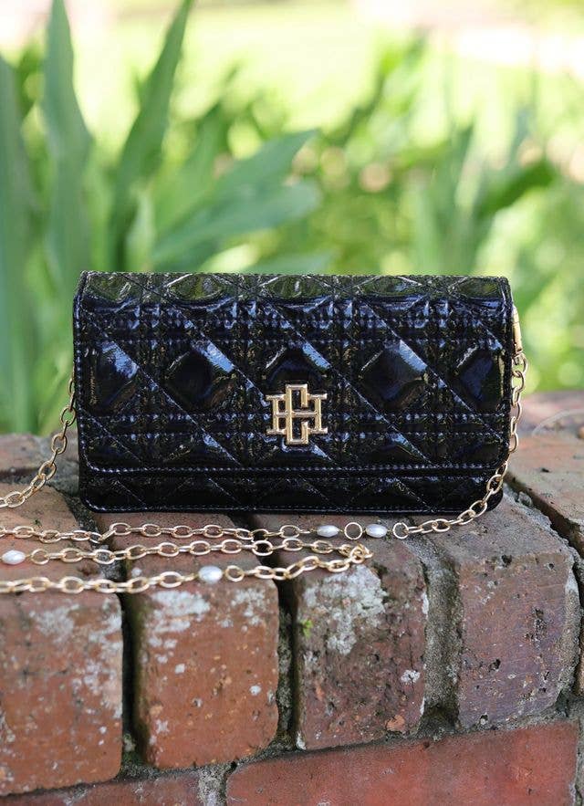 Caroline Hill - Brynleigh Clutch Crossbody BLACK PATENT LQ