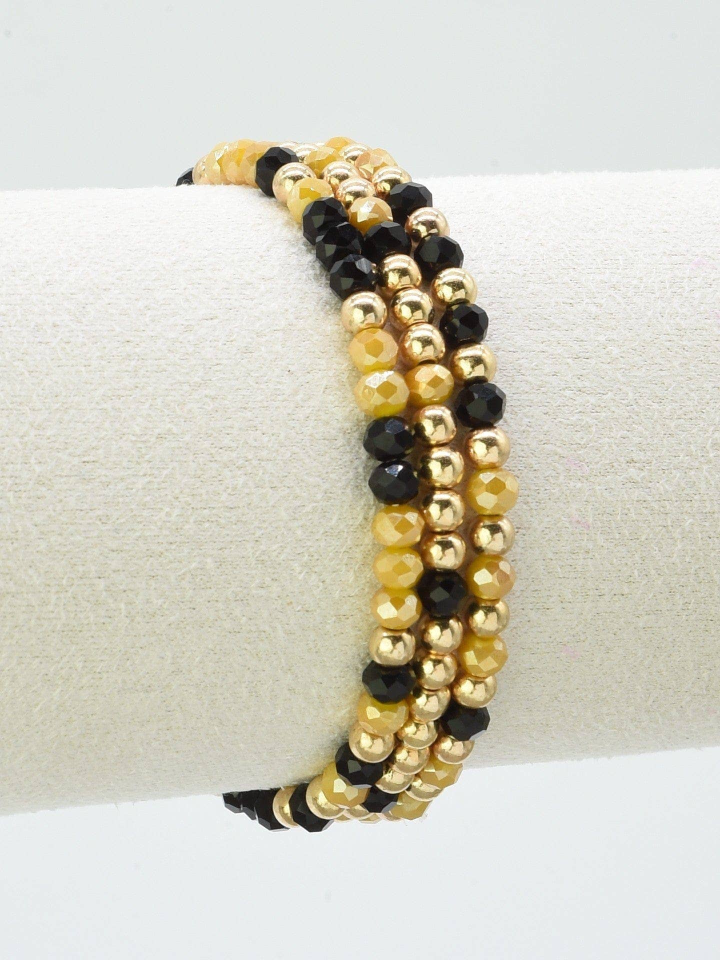 3 Piece CCB Glass Bead Stretch Bracelet Set