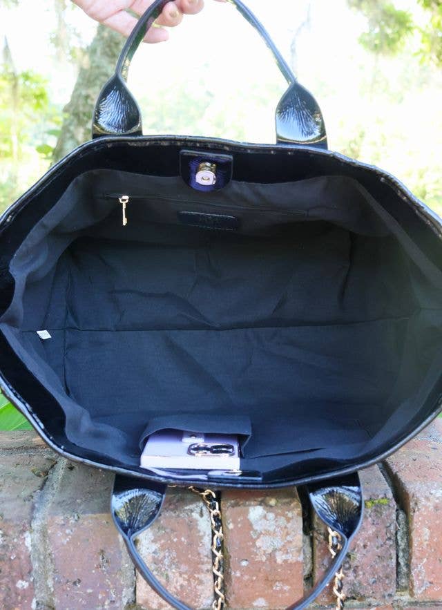 Caroline Hill - Melissa Tote Bag BLACK PATENT LQ