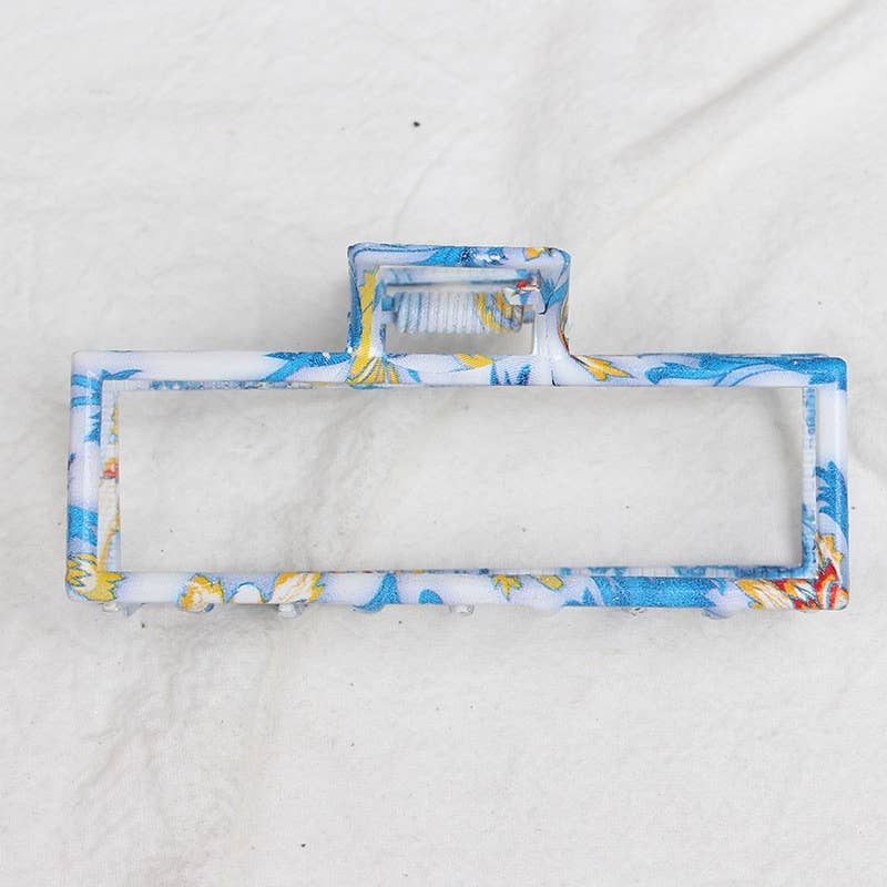 VINTAGE TOILE PATTERN PORCELAIN HAIR CLAW CLIPS