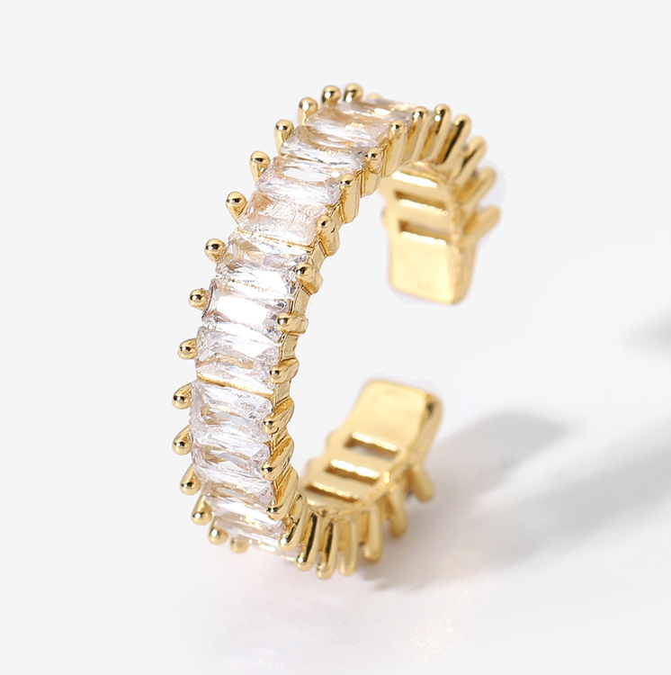 18K Gold Plated Stainless Steel with CZ Adjustable Rings (set of 5)