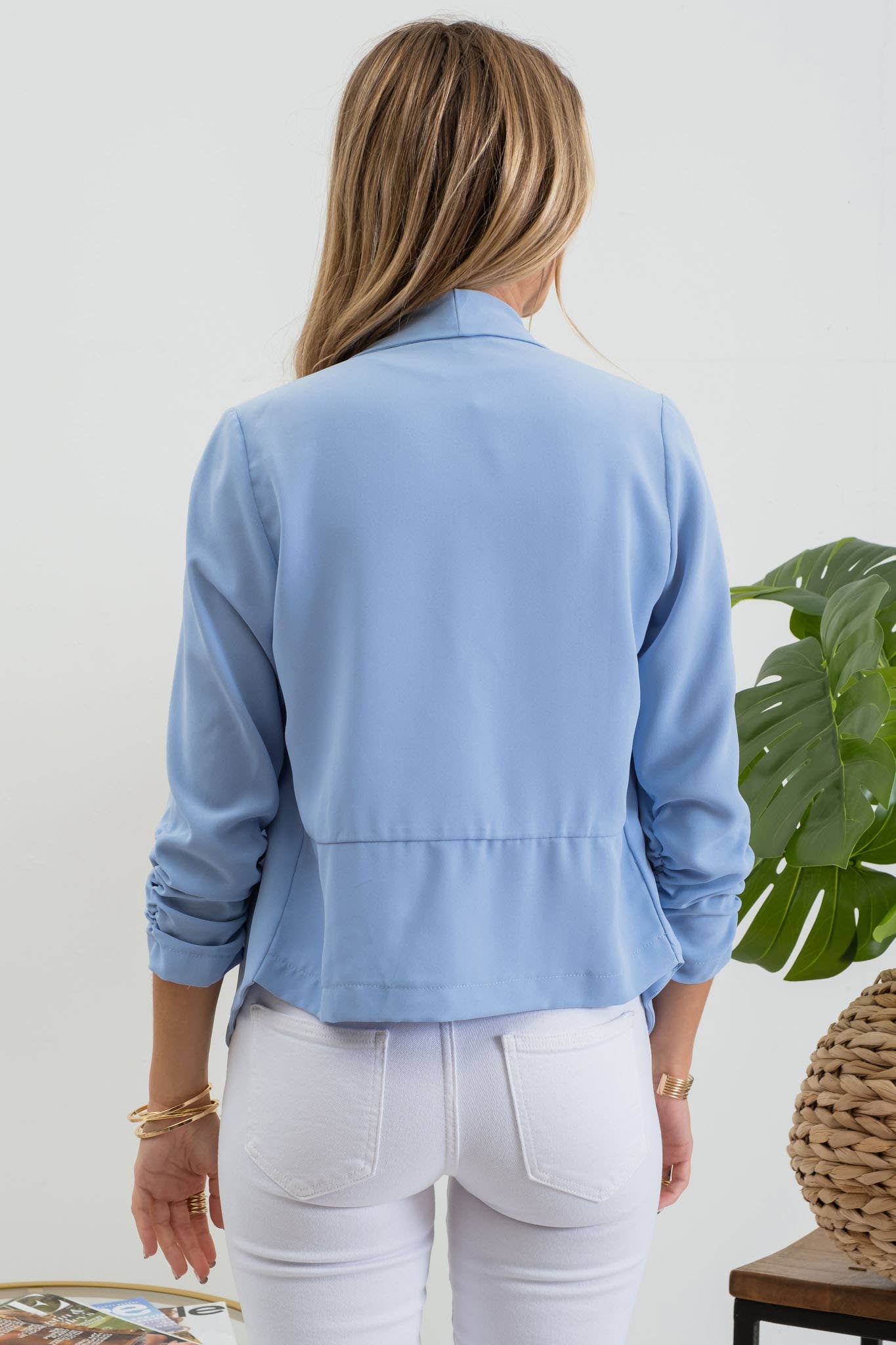 3/4 ROUCHED SLEEVE BLAZER