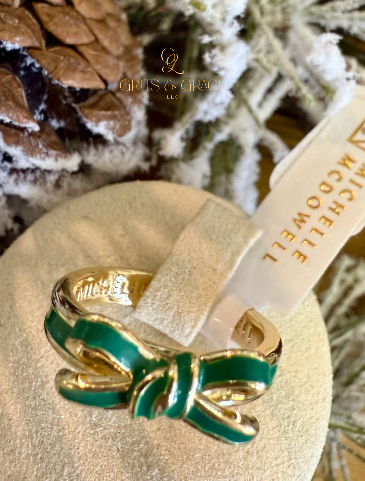 Green bow ring size 7