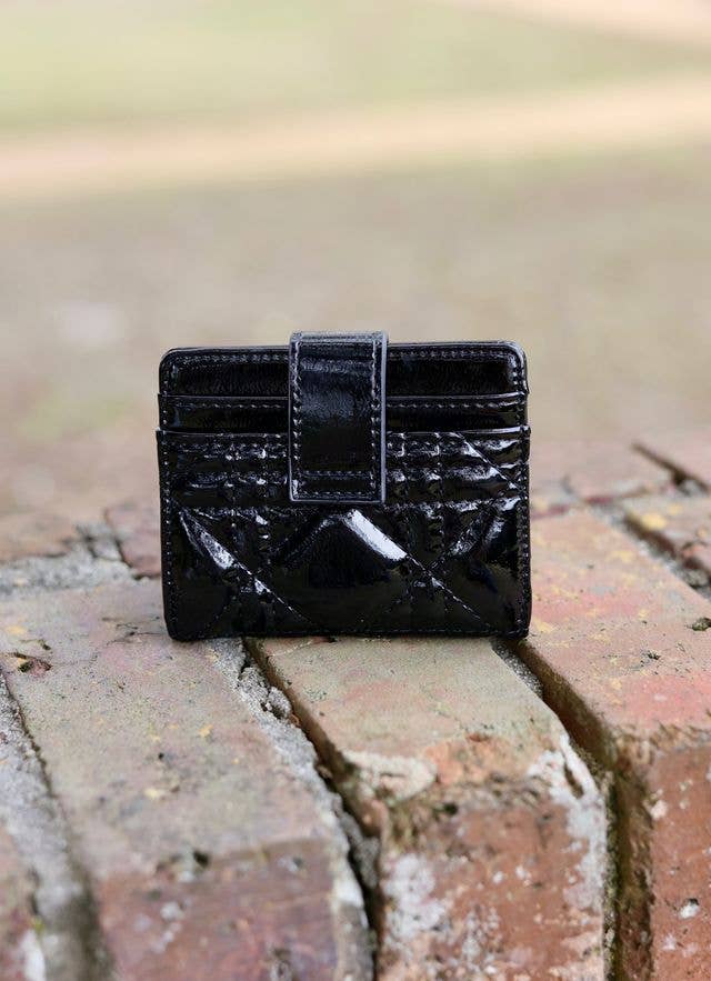 Caroline Hill - Tate Card Holder Wallet BLACK PATENT LQ