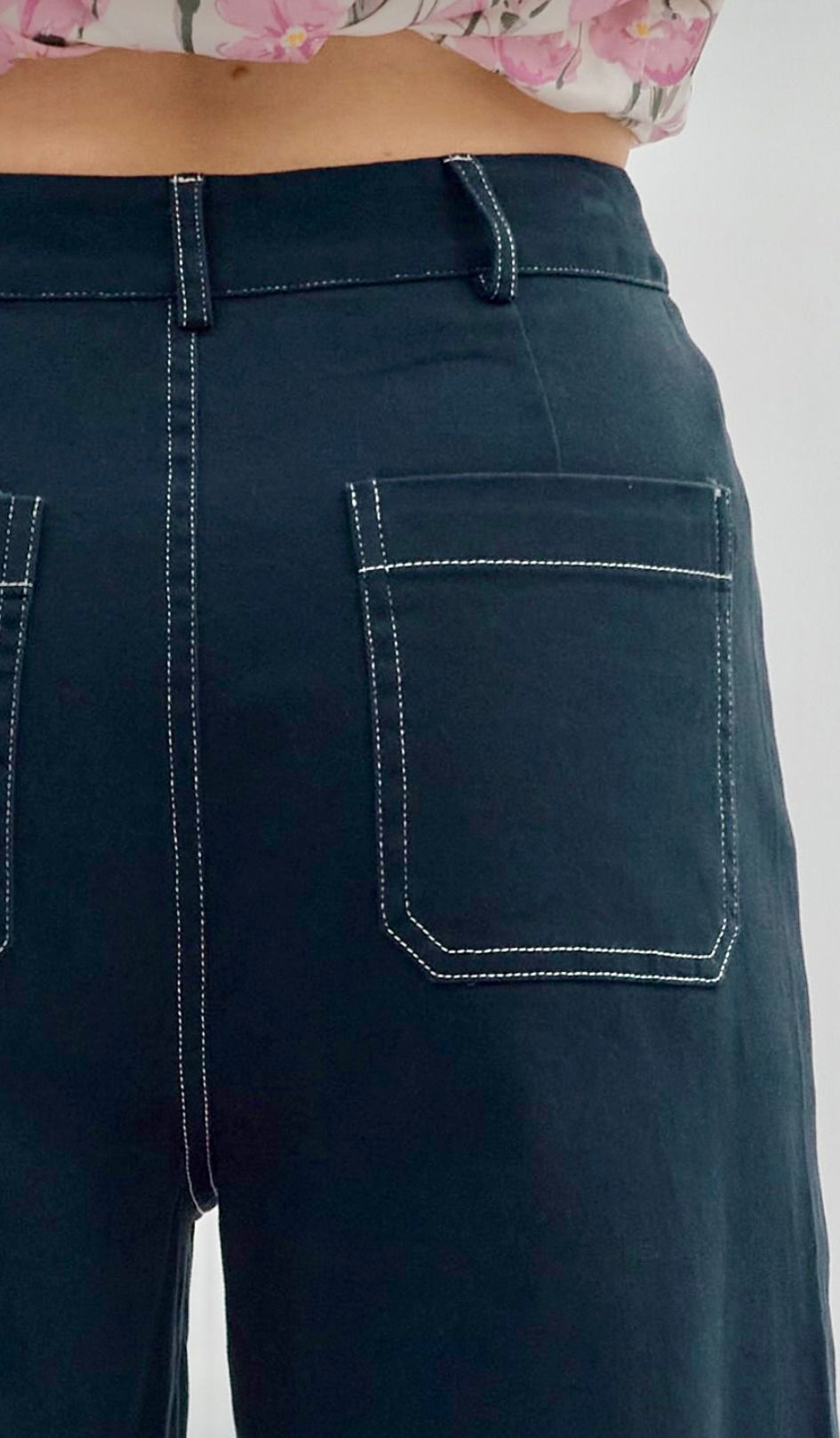 Navy pants with cute patch pockets