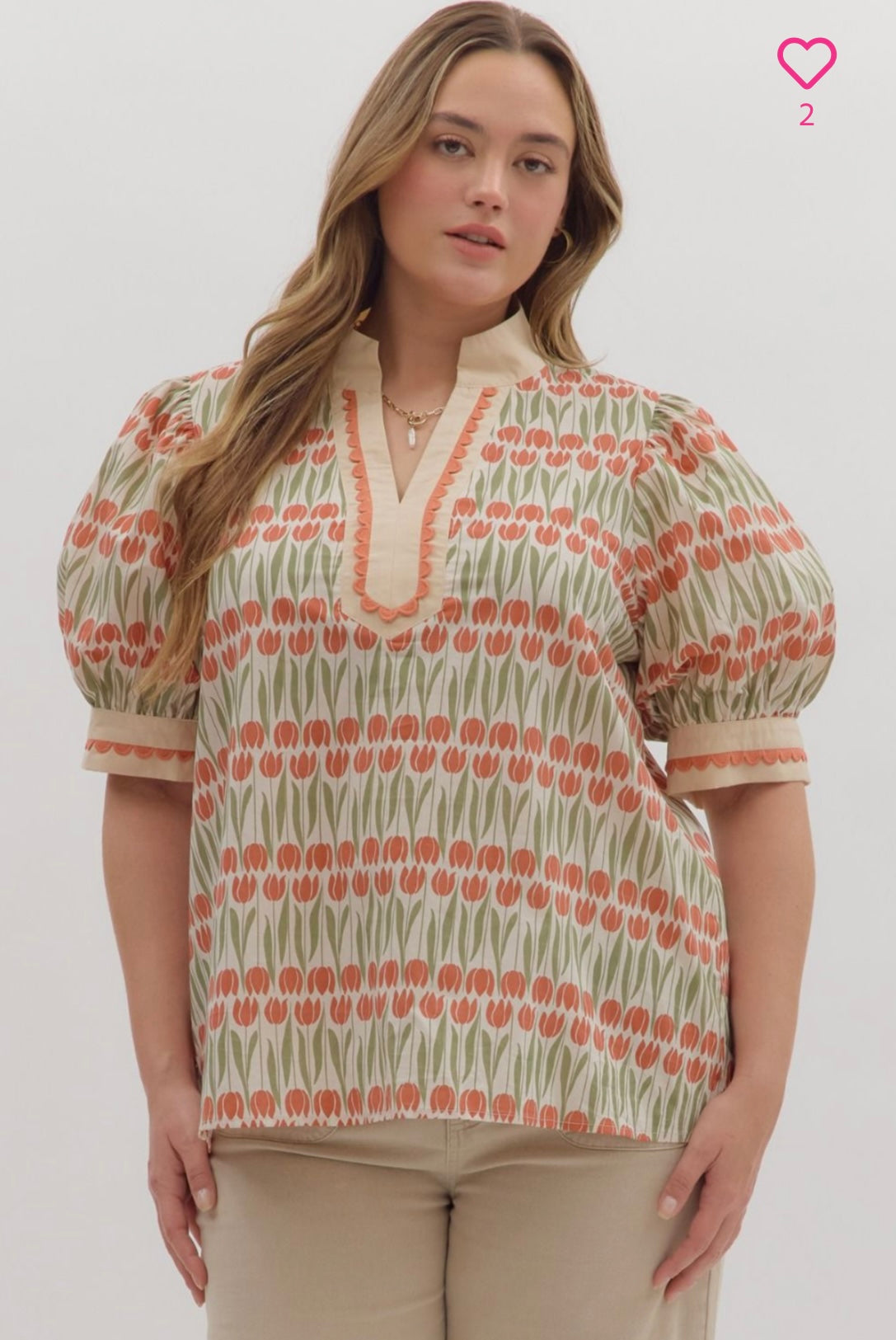 Floral pattern puff sleeve top