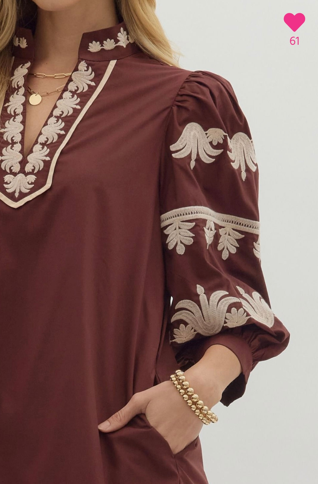 Burgundy embroidered dress