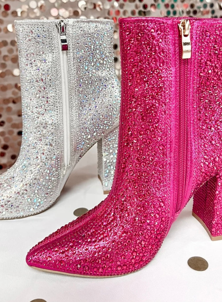 “Dripping in rhinestones” pink booties