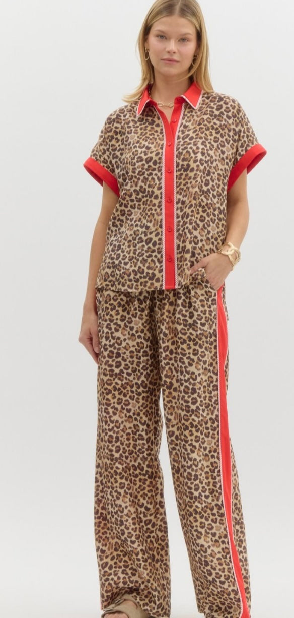 Red Leopard Print Shirt