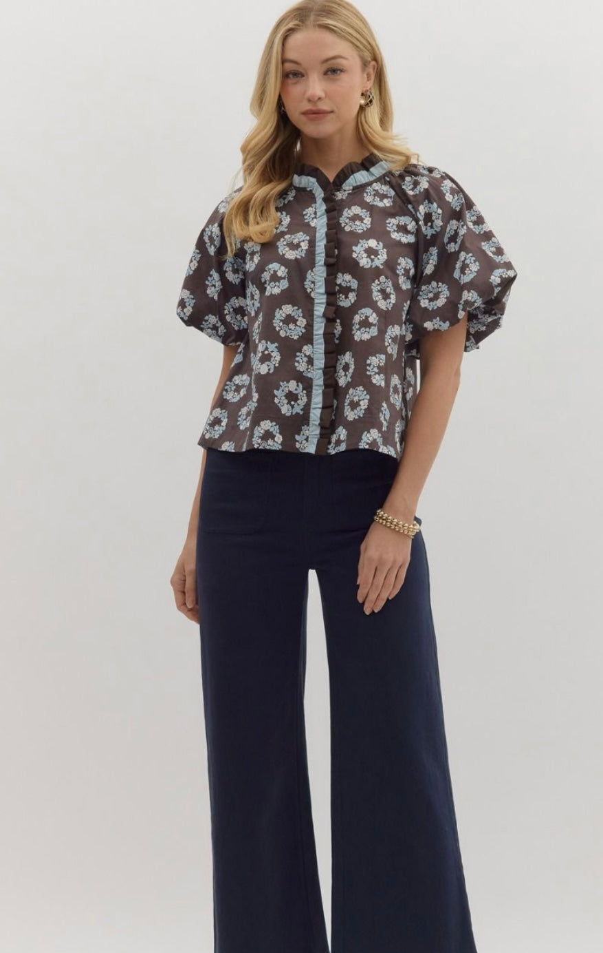 Floral medallion bubble sleeve
