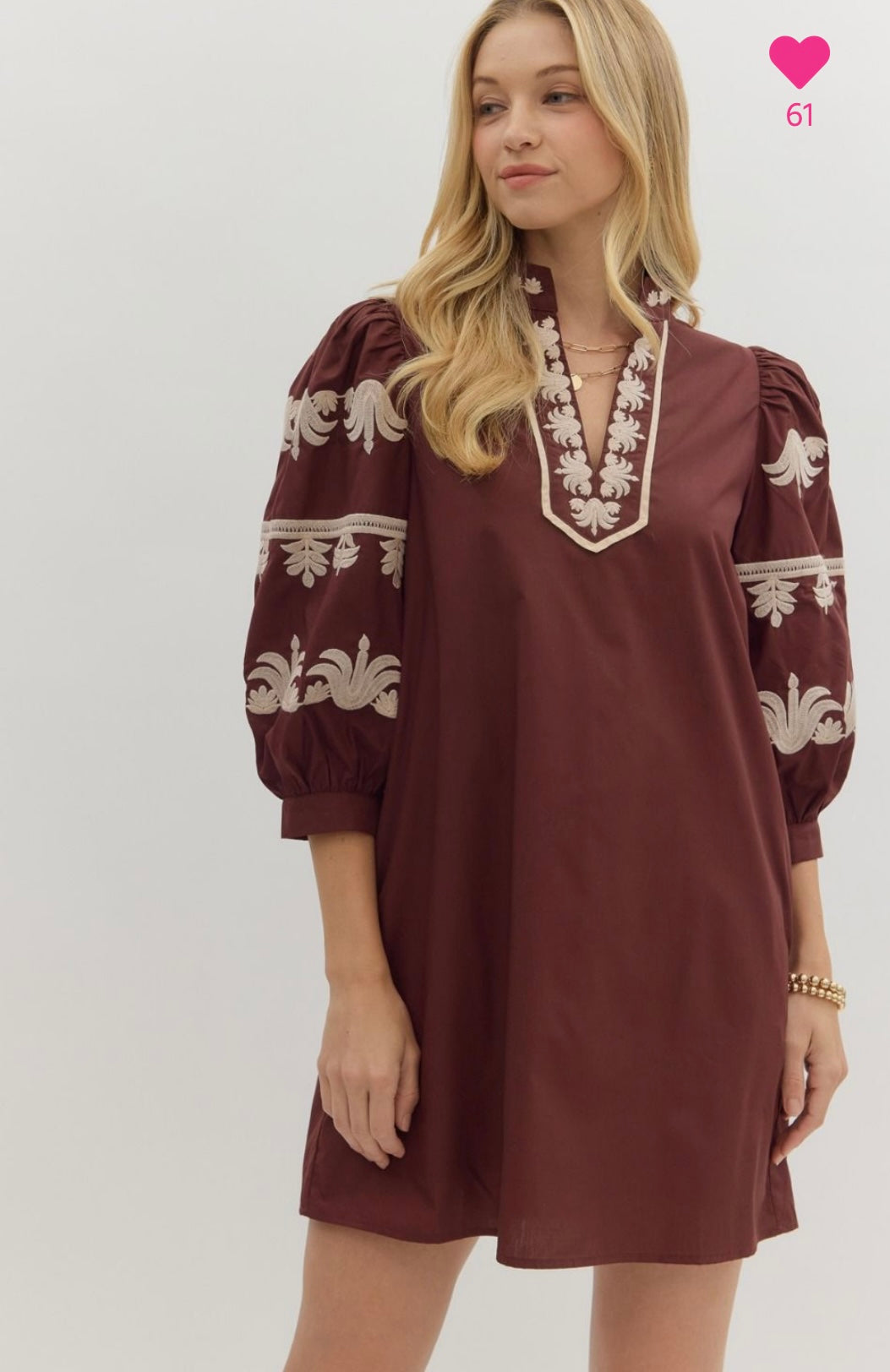 Burgundy embroidered dress
