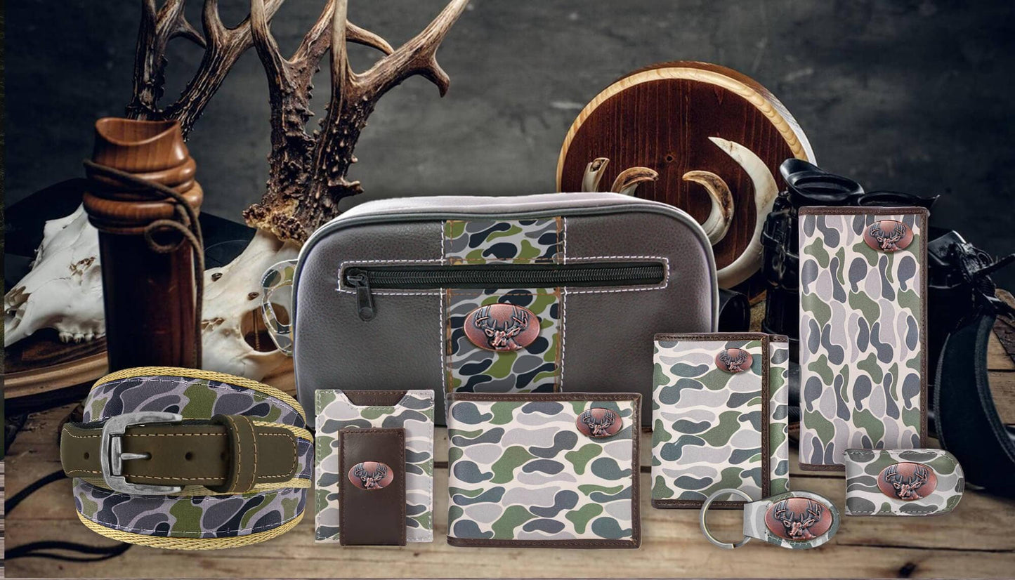 Zep-Pro - Buck Magnetic Front Pocket Old School Camo Leather Wallet.