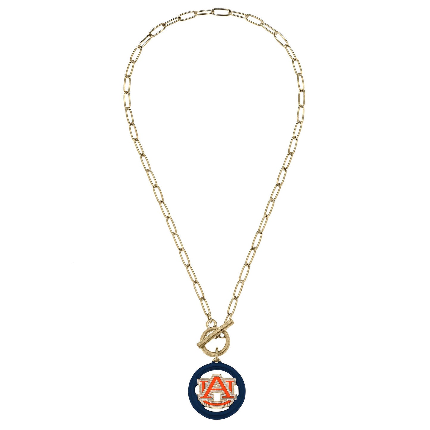 Canvas Style - Auburn Tigers Logo Enamel T-Bar Necklace
