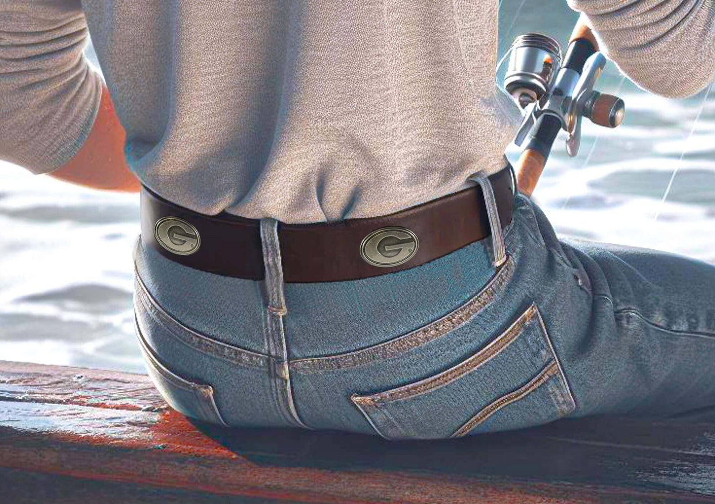 Zep-Pro - Georgia Bulldogs Men's Collegiate Brown Leather Concho Belt.