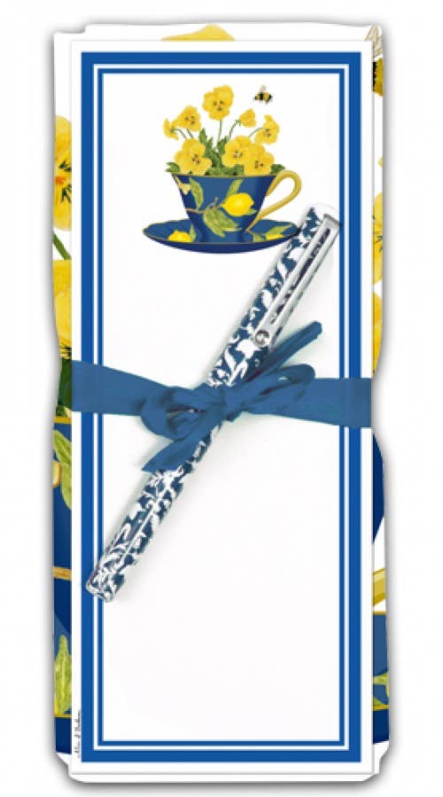 Flour Sack Towel & Magnetic Note Pad Set-Lemon Teacup