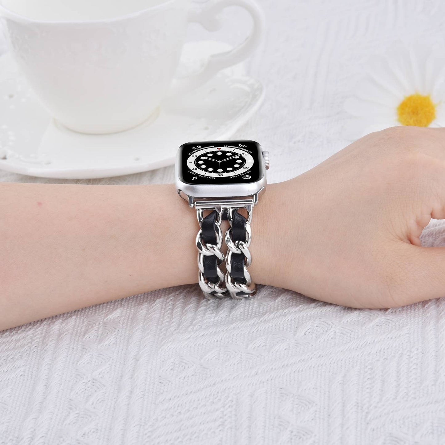 Braided Chain & Leather Apple Watch Band