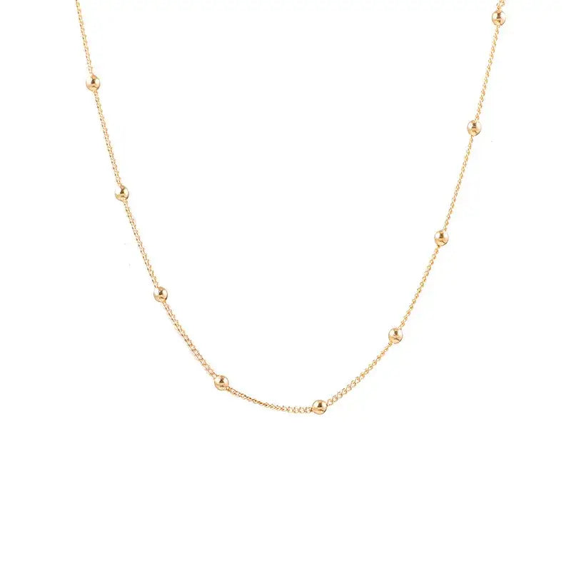 Sweet Cherry Sky - Gold Bead Necklace Chain Jewelry