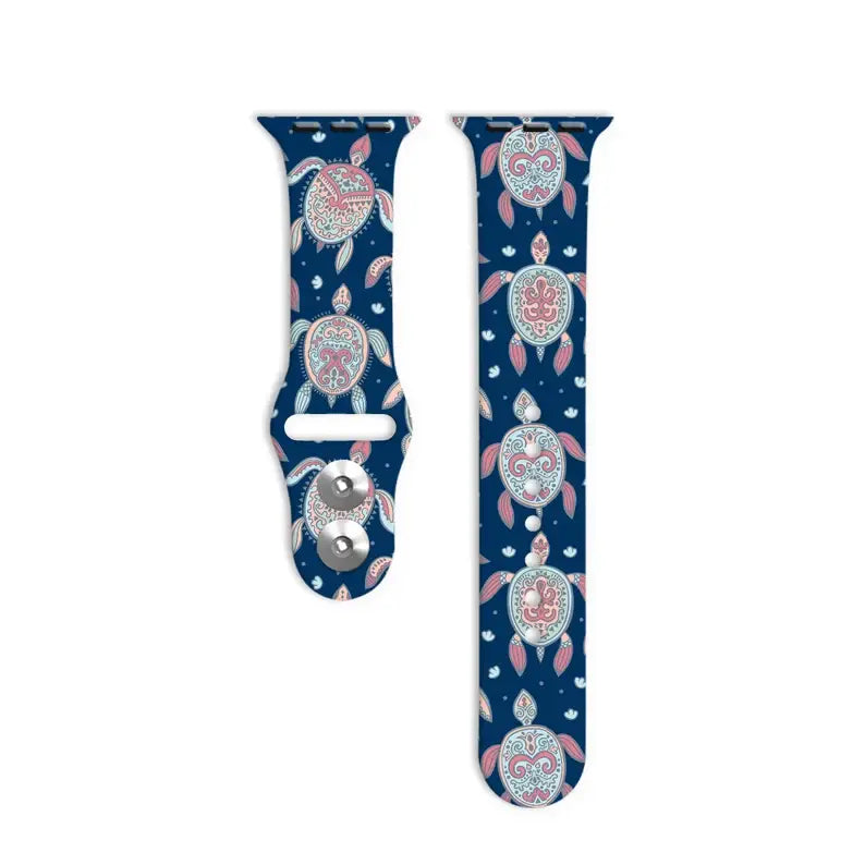 Printed Apple Watch Silicone Band (Turtles, Flamingos)