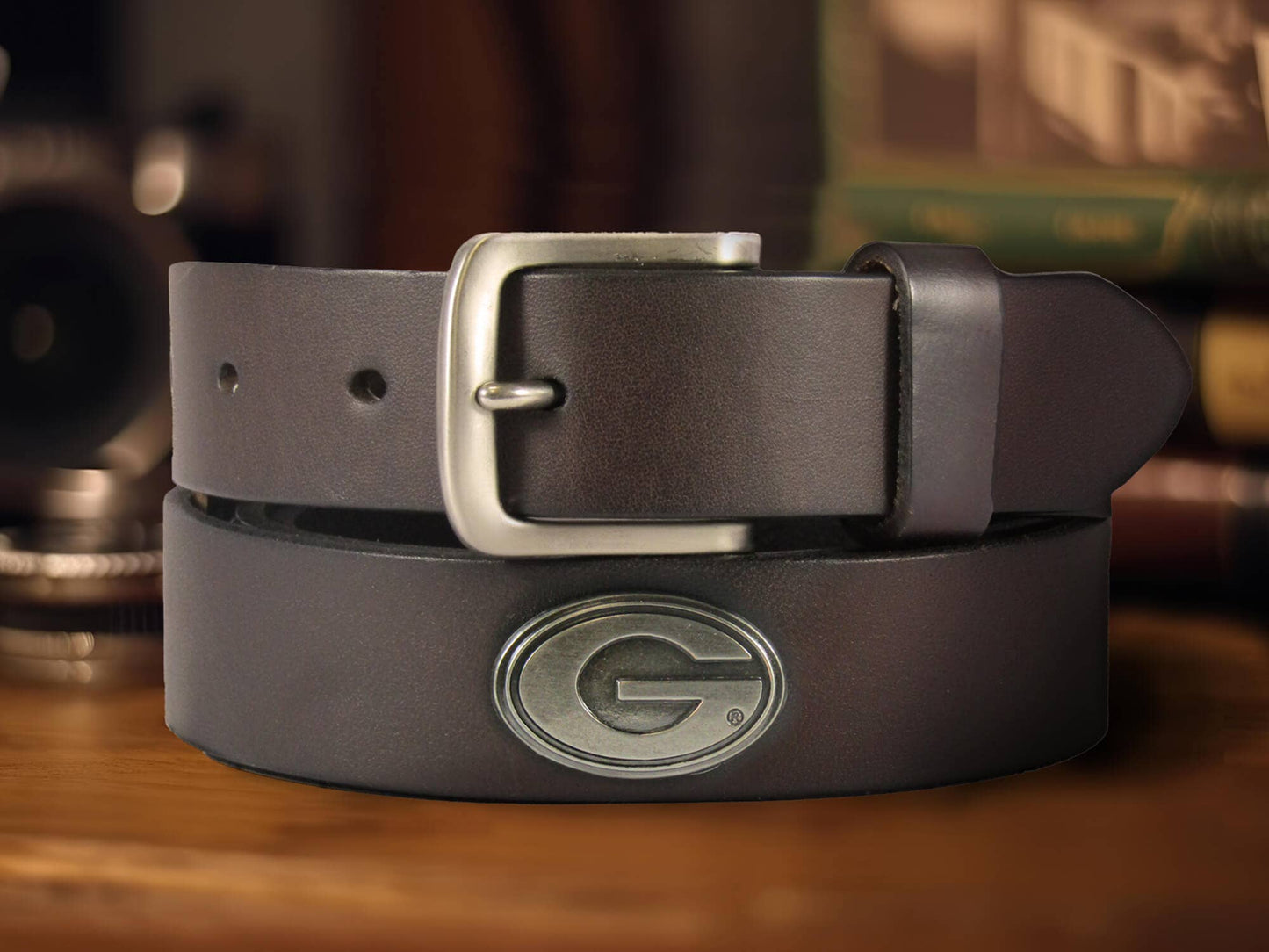 Zep-Pro - Georgia Bulldogs Men's Collegiate Brown Leather Concho Belt.