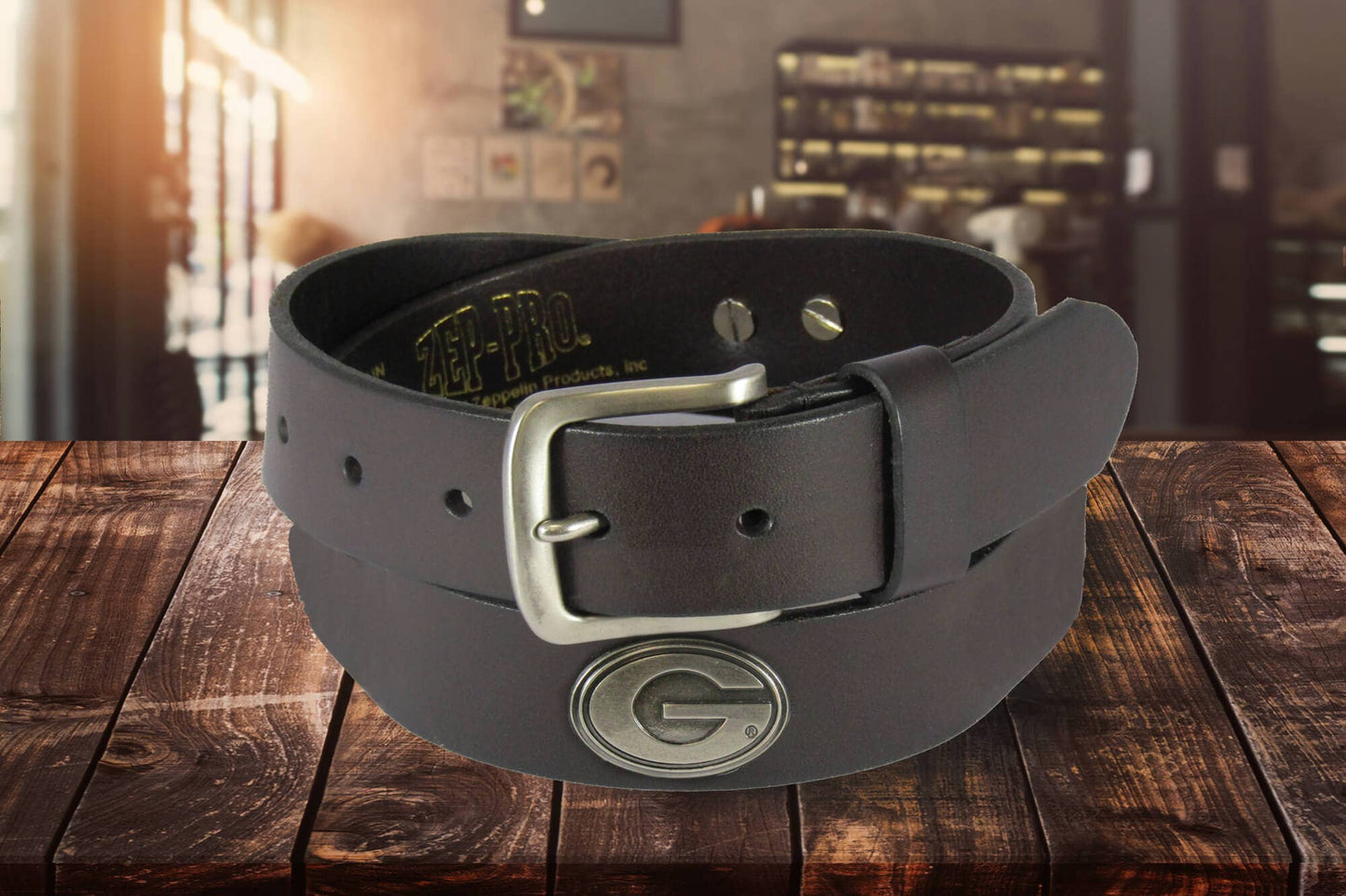 Zep-Pro - Georgia Bulldogs Men's Collegiate Brown Leather Concho Belt.