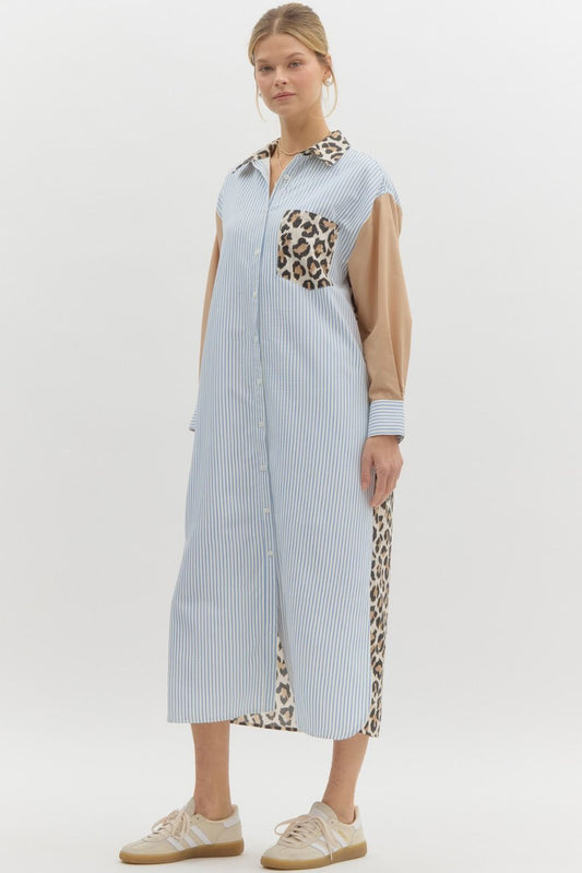 Multi Print Mix Pattern and Animal Print Midi Dress