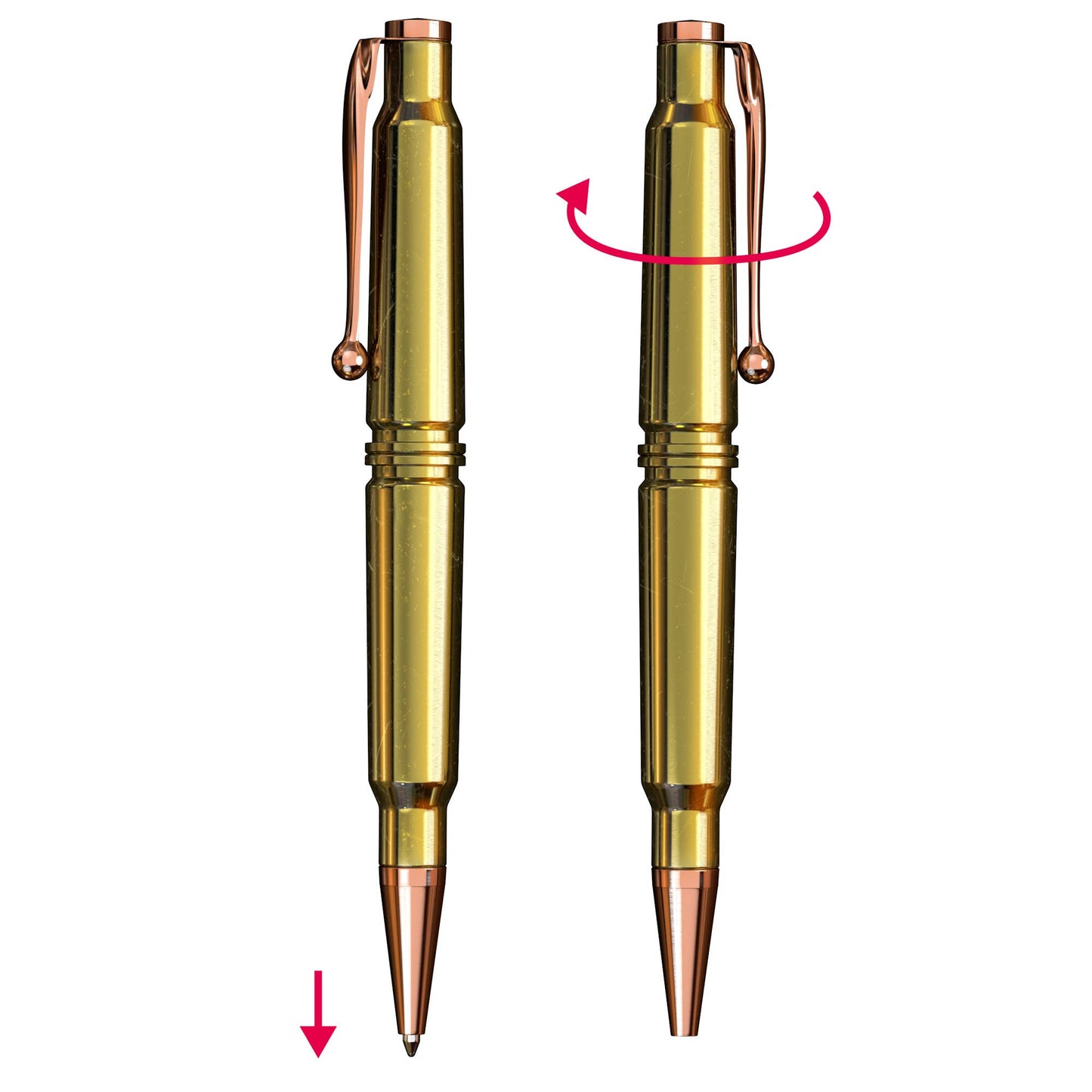 Old Southern Brass - 308 Real Bullet Casing Refillable Twist Pen - Brass