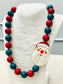 TWO FORTY TWO - HOLIDAY - Beaded Santa Necklace (red/green)