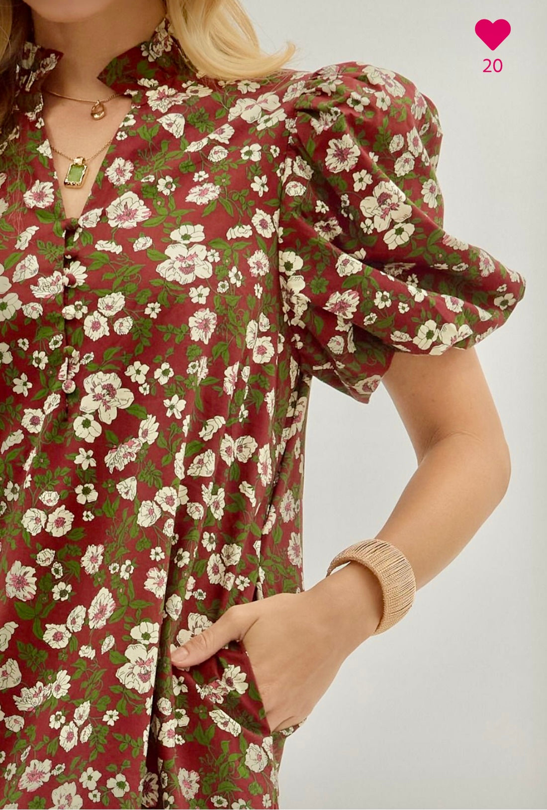 Burgundy floral midi dress