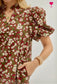 Burgundy floral midi dress