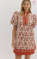 Floral print bubble sleeve dress with pockets