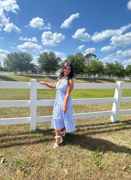 Nash Grey - Kendall Blue Stripe Midi Dress