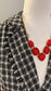 Plaid tweed blazer with pearl buttons