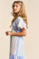 Patch-work V-neck Midi Dress