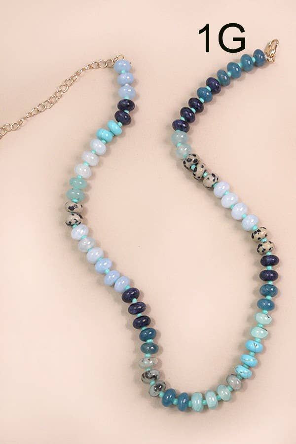 JOSSLYN by wall to wall - NATURAL AGATE GLASS SEMI PRECIOUS BEAD NECKLACE | 80N896