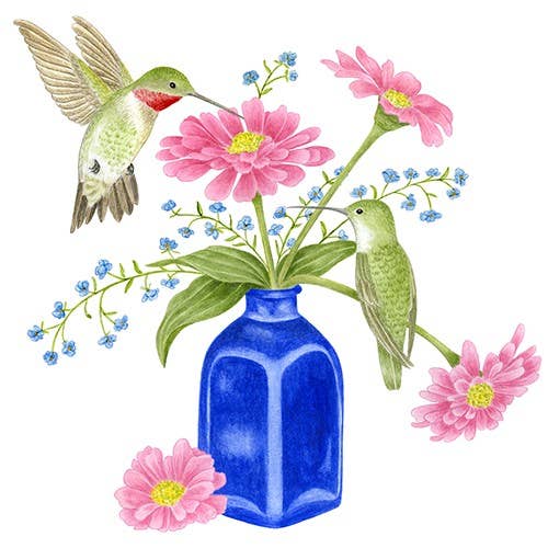 Single Flour Sack Towels Packaged -Cobalt Vase